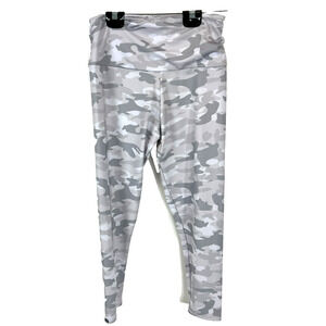 Onzie Flow Womens Gray Camouflage Elastic High Rise Yoga Gym Ankle Leggings M/L